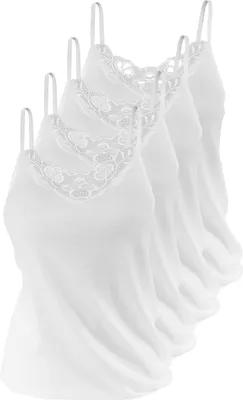 Produktbild von Yenita® Damen Unterhemden 4 Stück, aus Baumwolle 44-46 weiß