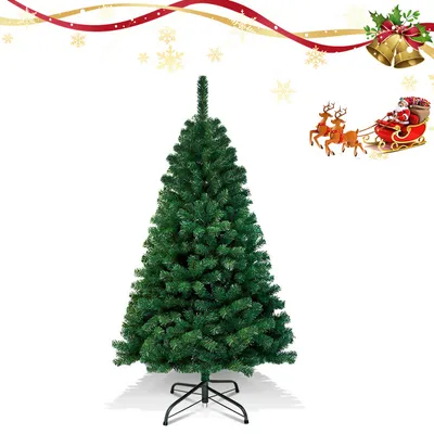 Immagine prodotto di Clanmacy 150cm albero di Natale artificiale, albero di Natale con supporto in metallo, albero di Natale 488 punte aghi in PVC, albero di Natale artificiale sistema pieghevole verde