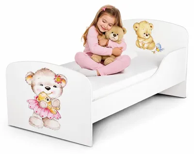 Produktbild von Bayagu Weißes Kinderbett 140x70cm aus Holz mit 10 cm Schaumstoffmatratze