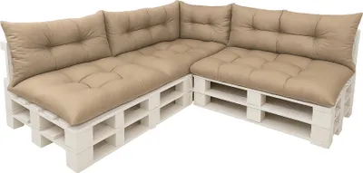 Produktbild von Palettenkissen Set 7-teilig  Beige – Sitzkissen 120×60 cm & Rückenkissen 120×40 cm für Palettensofa, Lounge & Gartenmöbel palettenkissen outdoor