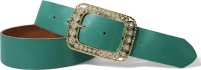 Produktbild von FRONHOFER Damen Ledergürtel 4 cm mit goldener Strass Gürtelschnalle, echt Leder