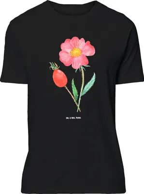 Produktbild von Mr. & Mrs. Panda Größe XL T-Shirt Blume Hagebutte - Schwarz - Geschenk, Lebensfreude, Garten, Schlechte Gedanken, Shirt, Tshirt, mit Spruch