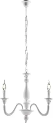 Image de Lucca Lustre Shabby En Bois Blanc 3 Lumières 108 D.41 Bl271-3-Bco
