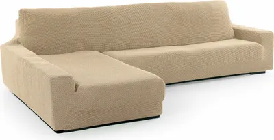 Immagine prodotto di SOFASKINS® Super Stretch Chaise Longue, copridivano con braccioli lunghi a sinistra, traspirante, confortevole e resistente, dimensioni del divano compatibili (210-340 cm), beige