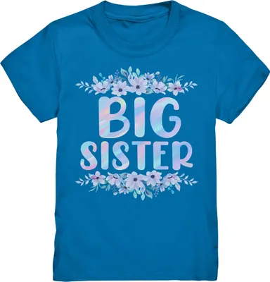 Produktbild von Große Schwester T-Shirt Blumen Big Sister – Royal Blue / 134/146 (9-11)