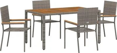 Immagine prodotto di vidaXL Set da pranzo da giardino, 5 pezzi, grigio, rattan sintetico