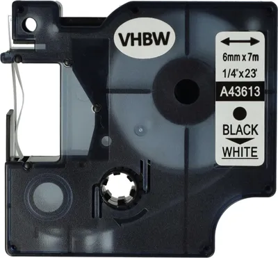 Produktbild von vhbw Schriftband-Kassette kompatibel mit Dymo 5000, 2000, 1000 Plus, 5500 Etiketten-Drucker 7m x 6mm Schwarz auf Weiß