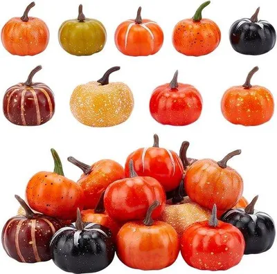 Produktbild von Kleine Kunststoff-Kürbisse Dekoration für Herbst und Halloween