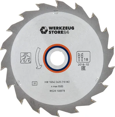 Produktbild von WS24 HM Kreissägeblatt Holz 160 x 2,2 x 20  WZ 18 - WS24-100078
