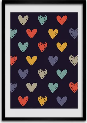 Produktbild von Bild - Bilderrahmen - Foto - 70 cm x 100 cm - MDF - Rahmen - Wandkunst - Bunte Herzen
