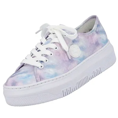 Produktbild von Rieker Damen Sneaker Stoff Schnürschuh Batik Tie-Dye Plateau M1943, Größe:41 EU, Farbe:Mehrfarbig