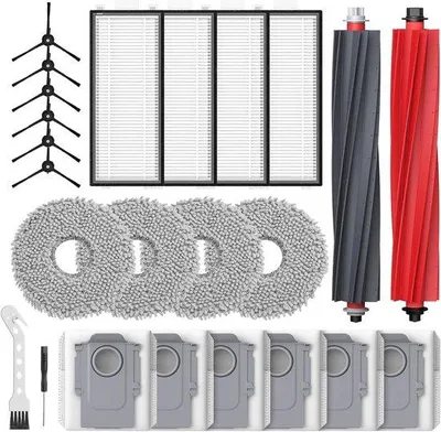 Produktbild von Accessoires für Roboterstäubler - 24 Stück - Kompatibel mit Roborock - Rolborstel - HEPA-Filter - Staubbeutel - Reinigungstücher - Seitenborstel