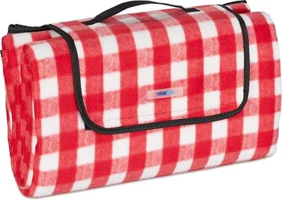 Productafbeelding van Famanu picknickdeken, waterdicht, 200 x 200 cm - Rood/wit geruit