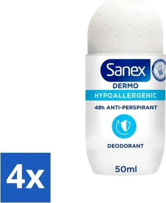 Produktbild von Sanex Dermo - Deodorant Roller - Hypoallergen - 48h Antitranspirant - 50 ml - Vorteilspack - 4 Stücke