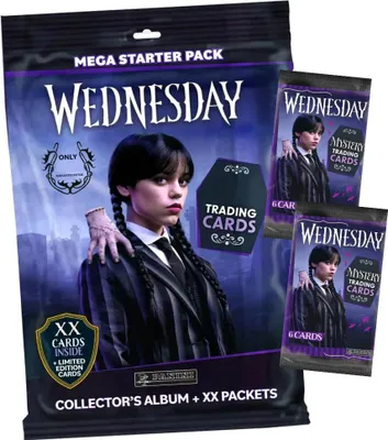 Produktbild von Wednesday Karten - Mystery Trading Cards Sammelkarten - 1 Starter + 2 Booster