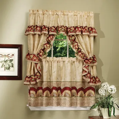 Cottage-Vorhangset, Sonnenblumen, 140x61 cm, lichtfilternd, Polyester