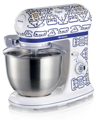 Obrázek produktu pro Ariete Capri 1588/0C Planetární mixér, 2400 W, 5,5 l, 7 rychlostí, Pulzní, Retro design, Příslušenství, Bílá/Modrá