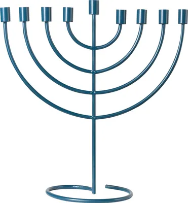 Produktbild von BELIANI Kerzenhalter Blau Metall für Stabkerzen 9-Armig Stehend Modernes Design Glamouröse Tischdeko Kerzenständer für Wohnzimmer Esszimmer Flur