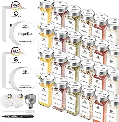 Immagine prodotto di Piccoli barattoli quadrati per spezie da 120 ml con coperchio in acciaio inossidabile