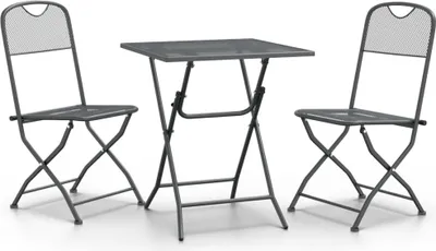 Produktbild von vidaXL 3-tlg. Garten-Essgruppe Streckmetall Anthrazit