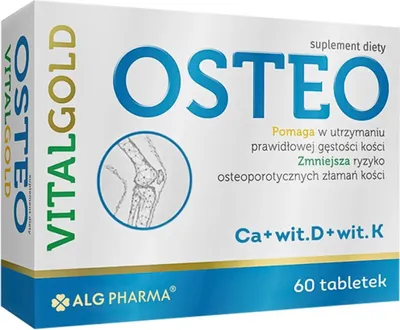 Obrázek produktu pro Alg Pharma OSTEO VitalGold s obsahem vápníku, vitamínu D3 a K2, 60 tablet