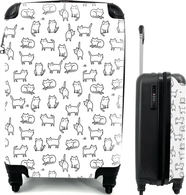 Produktbild von MuchoWow® MuchoWow® Koffer Handgepäck Trolley Rollkoffer Kleine Reisekoffer mit 4 Rollen - Mädchen - Katze - Muster - Mädchen - Kinder - Kinder - Cabin Size < 55x40x23 cm & 55x40x20 cm - Fotokoffer -