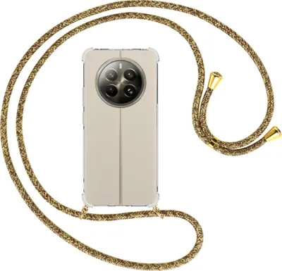 Produktbild von Handykette Backcover-Schutzhülle mit Band (Metall goldfarben) für Realme 12 Plus 5G / Narzo 70 Pro 5G - braun+beige