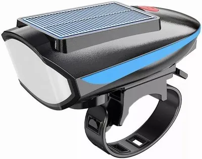 Image de Casque de vélo solaire avec klaxon - Alarme de 120 dB et portée de 80 m - 3 modes d'éclairage + 5 sons au choix - Rechargeable par USB/solaire - Étanche (IPX4) - Pour VTT/vélo électrique
