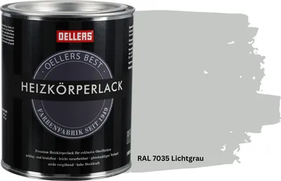 Produktbild von OELLERS Premium Heizkörperlack 1L – RAL 7035 Lichtgrau | Heizkörperfarbe & Heizungsfarbe | Hochdeckender Heizungslack | Hitzebeständig & langlebig