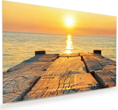 Produktbild von Glasbild 120x80cm in XXL für Wohnzimmer, Schlafzimmer Motiv Sonnenuntergang Meer
