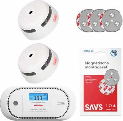 Produktbild von X-Sense Brandschutz-Set - 2 Rauchmelder und 1 Kohlenmonoxidmelder - 10-Jahres-Batterie - Mit Magnethalterung - Brandmelder und CO-Melder ohne Bohren