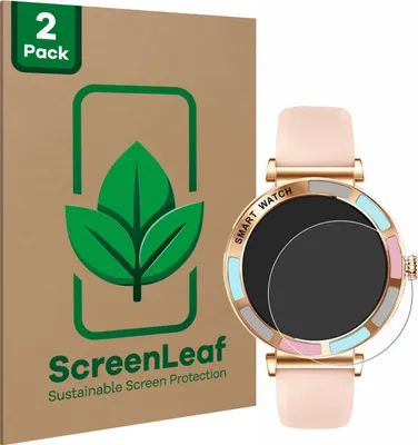 Produktbild von 2x ScreenLeaf Schutzfolie für Bekomiya Smartwatch 1.27" nachhaltiger Displayschutz Display Schutz Folie Klar Transparent