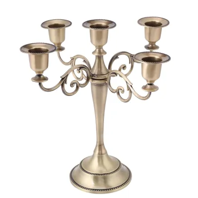 Obrázok produktu pre 5 Waffenlegierung Kerzenhalter Europäischer Stil svietnik Hochzeit svietnik Home Decor bronz