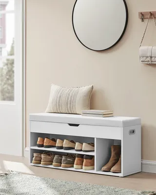 Produktbild von VASAGLE Schuhbank mit Stauraum, 3 offene Fächer, Länge 100 cm, Weiß