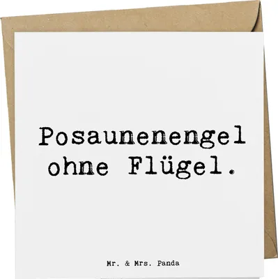 Produktbild von Mr. & Mrs. Panda Grußkarte Spruch Engel Posaune - Weiß - Geschenk, Musikerwitz, Musikinstrument, doppelkarte, Klappkarte, Lernen, Musiker, Orchester, Instrument, Musik