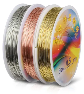 Kupferdraht 0,5 mm, 3 Rollen, 60 m, Roségold/Silber/Gold