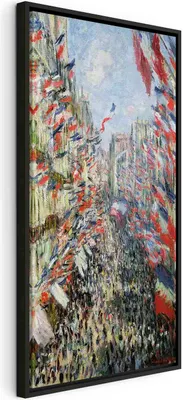 Produktbild von Italienischer Leinwand Leinwandbild - The Rue Montorgueil Paris Celebration of June (Claude Monet) 40x80 cm Reproduktionen l-E-12120-b-a