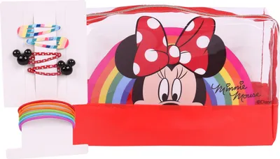 Produktbild von Minnie Maus Kulturbeutel Kosmetiktasche, transparent + Haaraccessoires