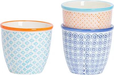 Produktbild von Nicola Spring handbedruckte Blumentöpfe – 13,8 cm – Blumenmuster