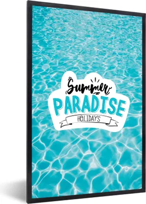 Produktbild von MuchoWow® Gerahmtes Poster Sommer - Zitat - Meer 60x90 cm - Poster mit Schwarzem Bilderrahmen Wandposter Rahmen Foto Bilder - Kunst