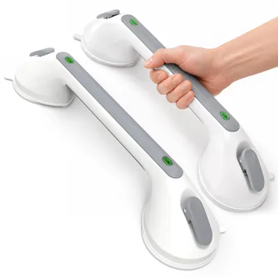 Produktbild von Solidchoice – Handgriff mit Saugnap für das Badezimmer, abnehmbar und ohne Bohren (2 Stück, weiß)