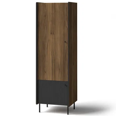 Image de BEAUTYSOFA | Armoire à portes battantes PIANO, armoire à 2 portes, 5 étagères, noir et bronze, style moderne