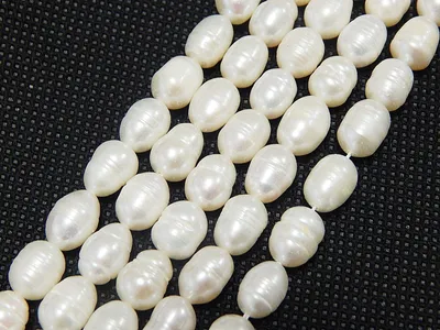 Süßwasser-Zuchtperlen, oval, 20 Stück, 8-6 mm, weiß