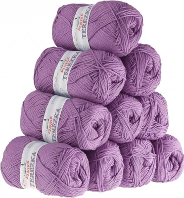 Produktbild von 10 x 50g Strickgarn Terezka 100% Baumwolle Baumwollgarn Häkelgarn, Farbe:flieder