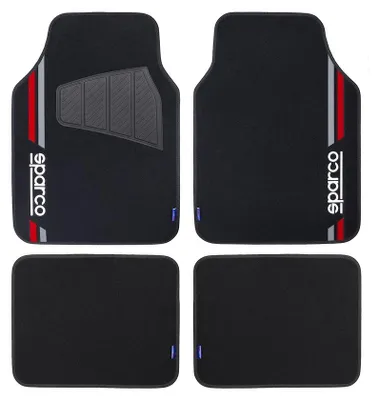 Produktbild von Autofußmatten Set Fußmatten - 4-teilig - Universal - Schwarz mit Rot - 68 x 48 cm und 37 x 48 cm