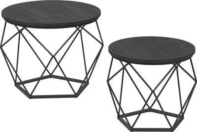Produktbild von VASAGLE Runde Couchtische, 2er-Set Beistelltische, moderner Stil, abnehmbare Tischplatte, Stahlgestell, für Wohnzimmer, schwarz