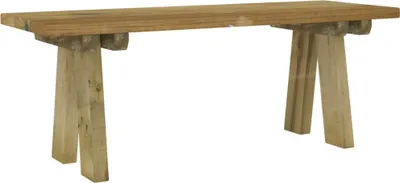 A wooden bench on a white background.