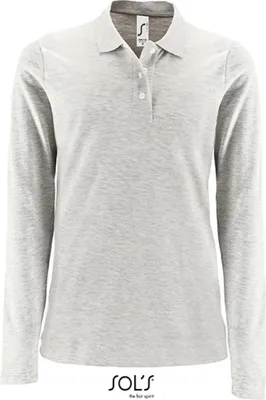 Produktbild von SOLs 02083 | Damen Long-Sleeve Piqué Polo Shirt Perfect - Farbe: Ash (Heather) - Größe: M