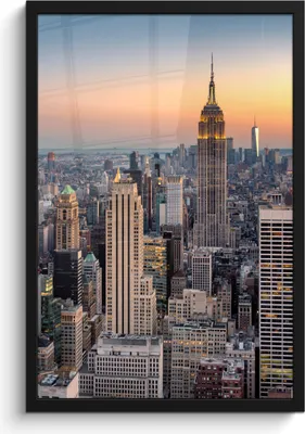 Produktbild von MuchoWow® MuchoWow® Gerahmtes Poster New York - Sonne - Skyline 40x60 cm - Poster mit zchwarzem Bilderrahmen - Papierdruck - Wandbilder