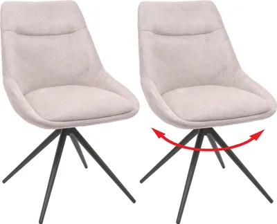 Produktbild von 2er-Set Esszimmerstuhl HWC-M65, Küchenstuhl Lehnstuhl Stuhl, drehbar Auto-Position Metall Stoff/Textil creme-beige